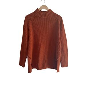A New Day Turtleneck Pullover Women’s Chunky Sweater, Orange, size M
